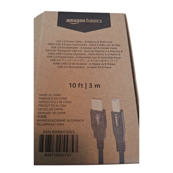 New Amazon Basics 10' USB-A to USB-B 2.0 Cable Printer or External Hard Drive - Picture 6 of 6